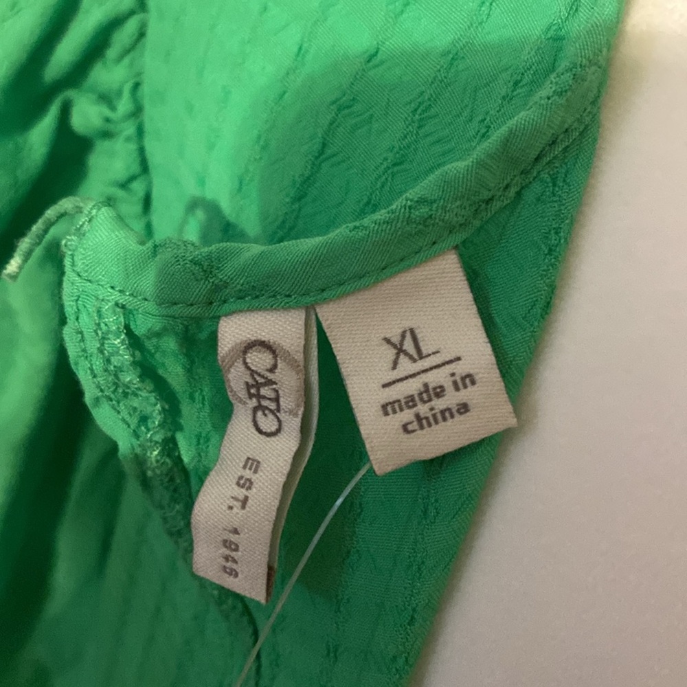 Green Smocked Puff Sleeve Midi Dress Open Back Cottagecore XL - Picture 8 of 8